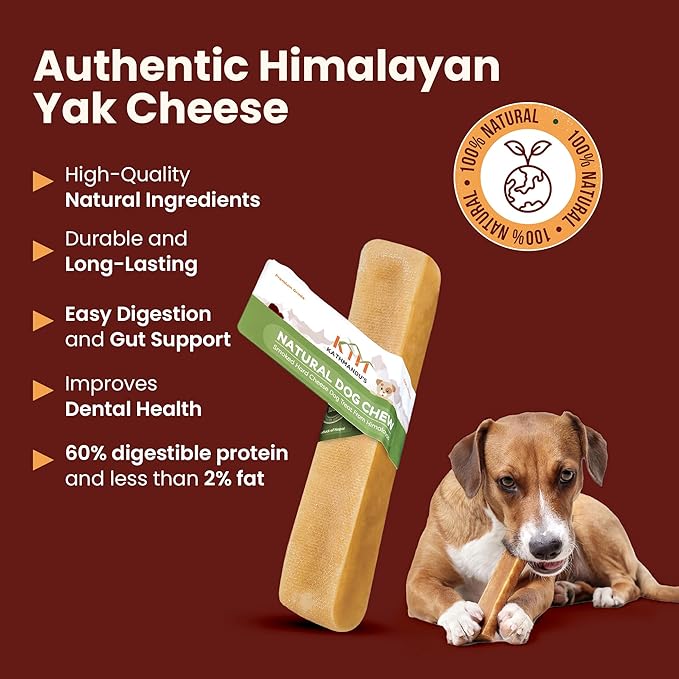 KATHMANDU'S Authentic Yak Cheese Himalayan Dog Chews Large (Pack of 4) - All Natural High Protein Dog Treats Per Chew, Delicious & Long Lasting for Aggressive Chewers | Odor & Gluten Free Chews
