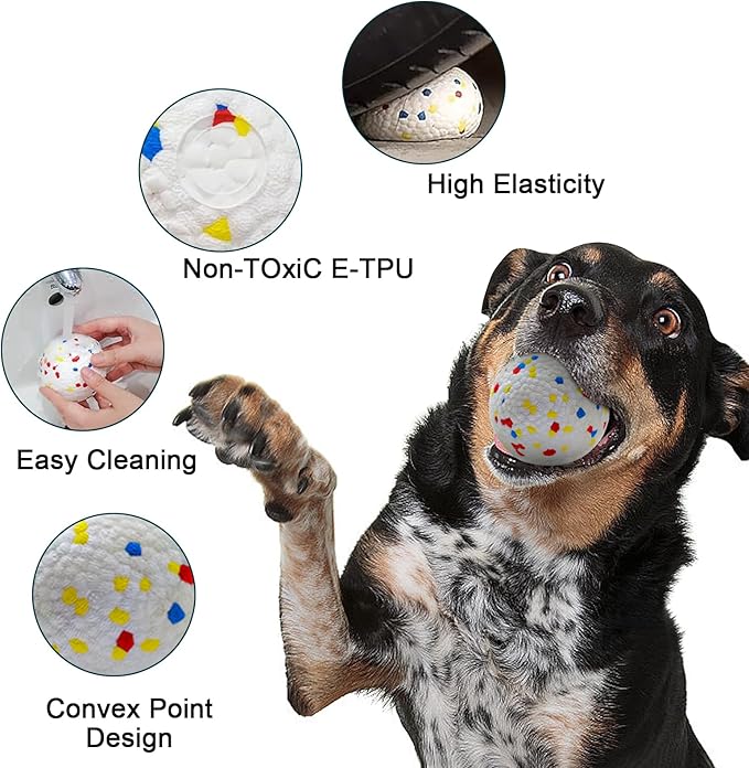 Dog Balls 2.5 Inch, Indestructible Dogs Tennis Balls 6 Pack for Aggressive Chewers, Durable Bouncy Floating Interactive Dog Toys for Large and Medium Dogs, Packed in Mesh Bag (ETPU Material)