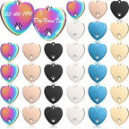 Hicarer 30 Pcs Stainless Steel Blank Pet ID Tags Personalized Dog Name Tag with Hollow Design Engraved on Both Sides Dog Cat Collar Name Accessories Regular Size DIY (Heart Shape)