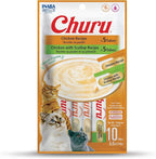 INABA Churu Cat Treats, Grain-Free, Lickable, Squeezable Creamy Purée Cat Treat/Topper with Vitamin E & Taurine, 0.5 Ounces Each Tube, 10 Tubes Total/Two Flavors, Chicken Variety