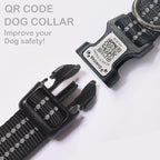 Reflective Dog Collar with Apple AirTag Holder & QR Code Pet ID Tag,Soft Nylon Adjustable Dog Tracker Collar with Safety Lock for Medium Dogs(Black, M)
