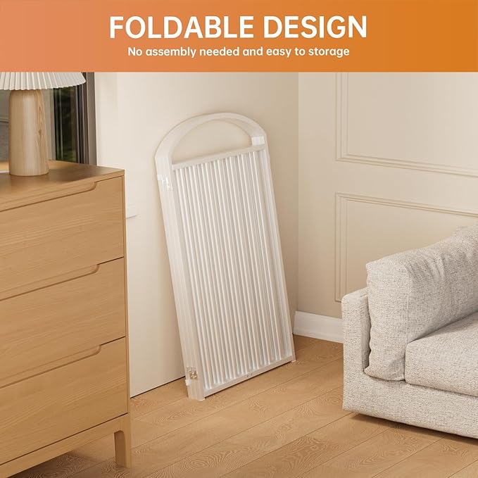 3 Panles Full Matel Freestanding Dog Gates with Door, 72"Extra Wide 36"Tall Free Standing Dog Pet Gate for Indoor & Outdoor. Foldable Pet Fences for Doorways, House, Stairs, Porch, Deck, Yard