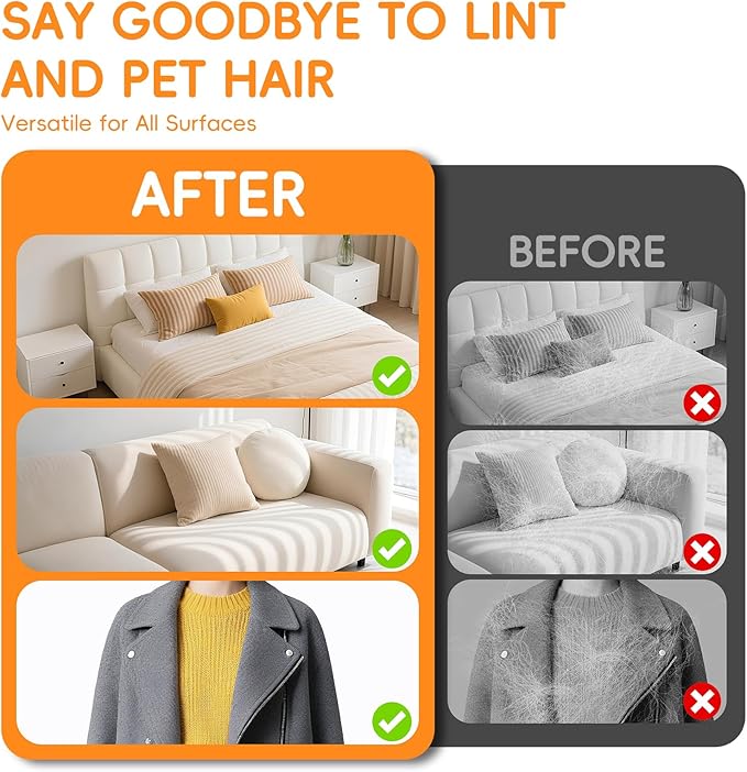 Electrostatic Pet Hair Remover Glove, Reusable Pet Hair Removal Glove for Dog & Cat Grooming, Double Sided Static Pet Hair Fur Remover Tool Mitt Gloves, Pet Hair Cleaning Glove for Dogs & Cats (2PCS)