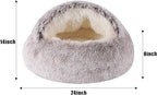 Round Hooded Cat Bed & Dog Bed with Cover Cave, Dog Bed for Small Dogs, Faux Fur Cuddler Round Coved Cat Bed Self Warming Donut Dog Bed Fits up to 22 lbs Pets(Coffee, 24inch x 24inch)