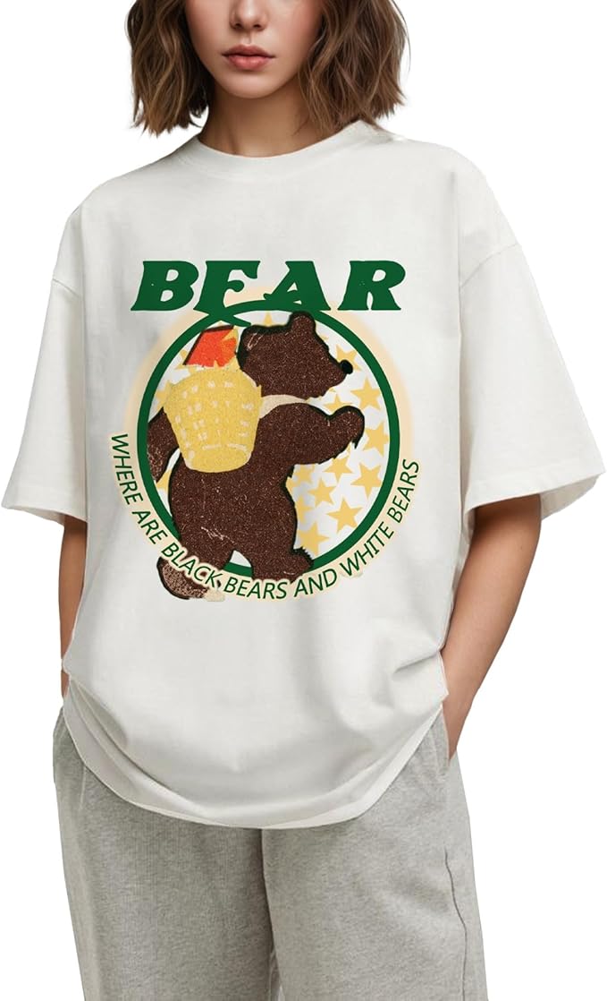 Y2k Oversized Graphic Print Tees Shirts Cat Print Tee Vintage Fruit Baggy Tshirt Coastal Streetwear Cat Print Tee