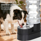 RIZZARI Automatic Pet Waterer, Gravity Stainless Steel Water Dispenser, 100% BPA-Free, Large Capacity Water Feeder for Cats and Small and Medium-Sized Dogs (Jet Black, 9L)