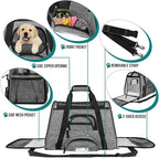 PetAmi Airline Approved Pet Carrier for Cat, Soft Sided Dog Carrier for Small Dog, Cat Travel Supplies Accessories Indoor Cat, Ventilated Pet Carrying Bag Medium Large Kitten Puppy, Small Heather Gray