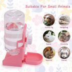 Rabbit Water Bottle Suspension Water Dispenser for Mini Pet Bunny Guinea Pig Chinchilla, 500ml Automatic Water Bottle by Gravity Flow Supply(Pink)