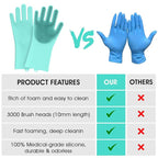 Pet Grooming Gloves - High-Density Silicone Gloves with Enhanced Five Finger Design for Washing, Bathing and Massaging Dogs and Cats (Green)