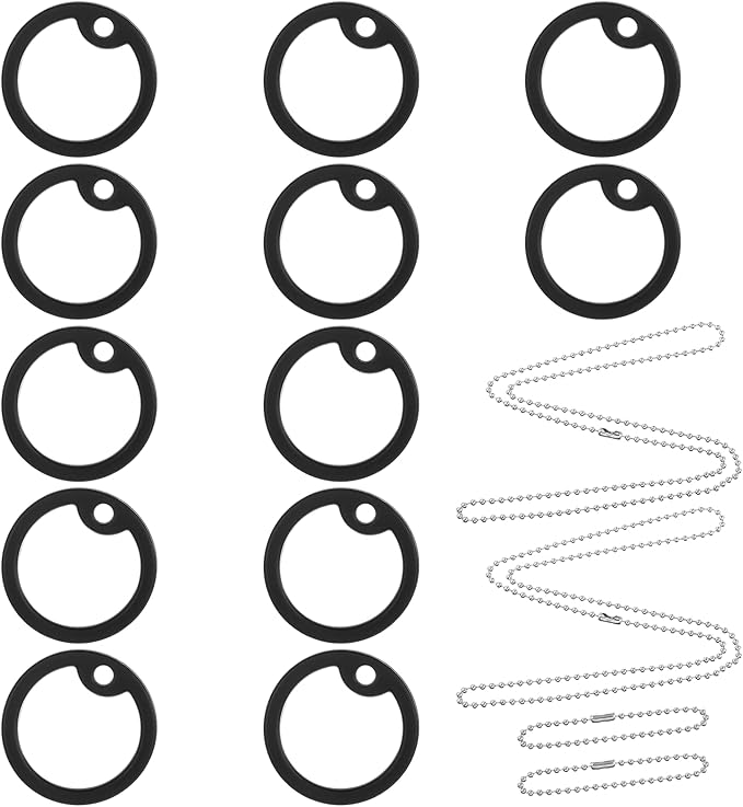 12 Pack Dog Tag Silencers Rubber Dog Tags Cover ID Tags with 4 Stainless Steel Chain Black Army Engraved Dogs Tag Pet ID Protector to Reduce Noise Black