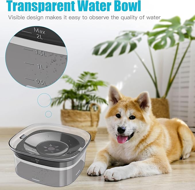 UPSKY 70oz Dog Water Bowl 2L No Spill Dog Bowl Large Capacity Spill Proof Slow Water Feeder, No Splash Dog Bowl Pet Water Dispenser Vehicle Carried Travel Slow Drinking Bowl for Messy Drinkers, Cats