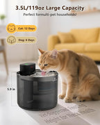 Pumpless Cat Water Fountain, Cordless Cat Fountain Battery Operated, 3.5L/119oz Pet Water Fountain with Stainless Steel Tray, Motion Sensor Cat & Dog Water Bowl Dispenser - with 3 Sets Filter