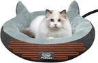 Heated Cat Bed for Indoor Cats, 19" Round Heated Pet Bed with Chew Resistant Cord. Soft & Cozy Electric Pet Heating Pad, Indoor Kitty Heating Bed Cat Heating Pad for Small and Medium Cats.