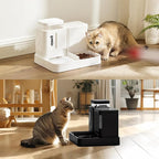 Gravity Cat Feeder and Water Dispenser, 2 in 1 Cat Self Feeder with 180 Degree Rotatable, 2 Pack Automatic Feeding Large Capacity for Small Medium Dog Puppy Kitten, White, 0.8 Gallon x 2