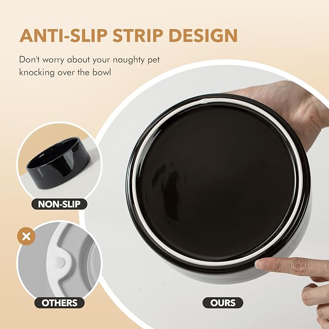 Ceramic 6.1inch Dog Bowl for Small Breed Dogs, Anti-Slip and Weighted Pet Food and Water Dishes (Single Bowl, Starry Sky)