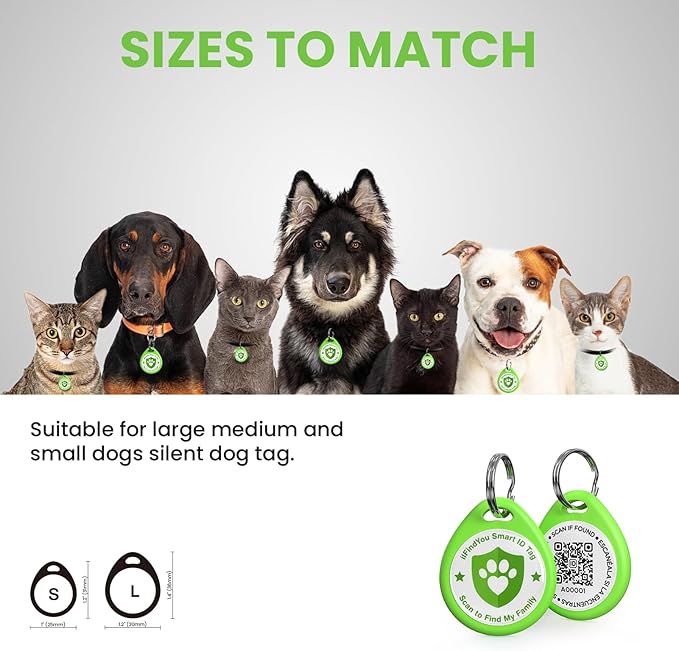 Cat Tags Personalized Small, QR Code Cat Name Tags for Kitten Collar, Scan Location Alerts, Green S