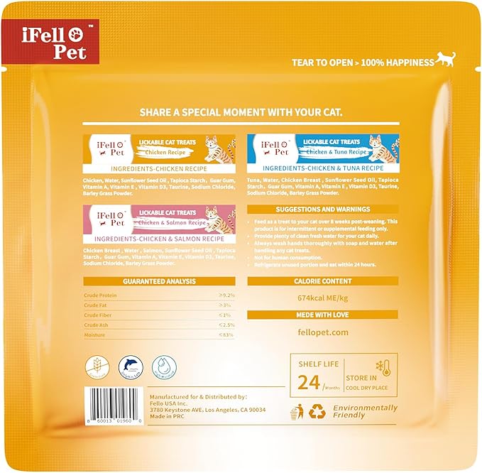 Cat Treats Lickable, Variety Pack - Lickable Cat Treats Squeeze Up, with Tuna, Salmon, Chicken Flavor, Grain-Free for Skin & Coat Support, 0.53 oz(Pack of 12)