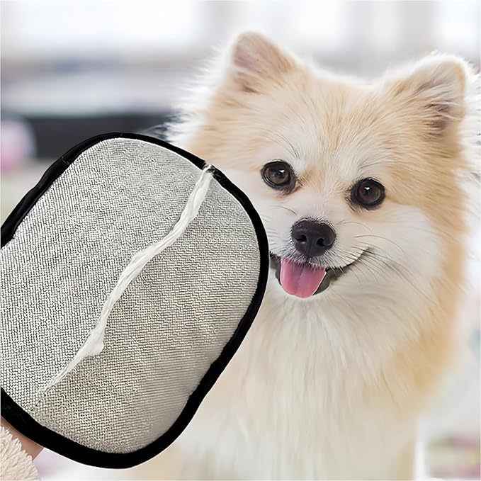 Electrostatic Pet Hair Removal Gloves,Reusable Cat Dog Grooming Gloves,Pet Hair Remover Gloves for Dog Cat Hair Removal from Furniture, Carpet, Clothes & Bedding(2 pcs)