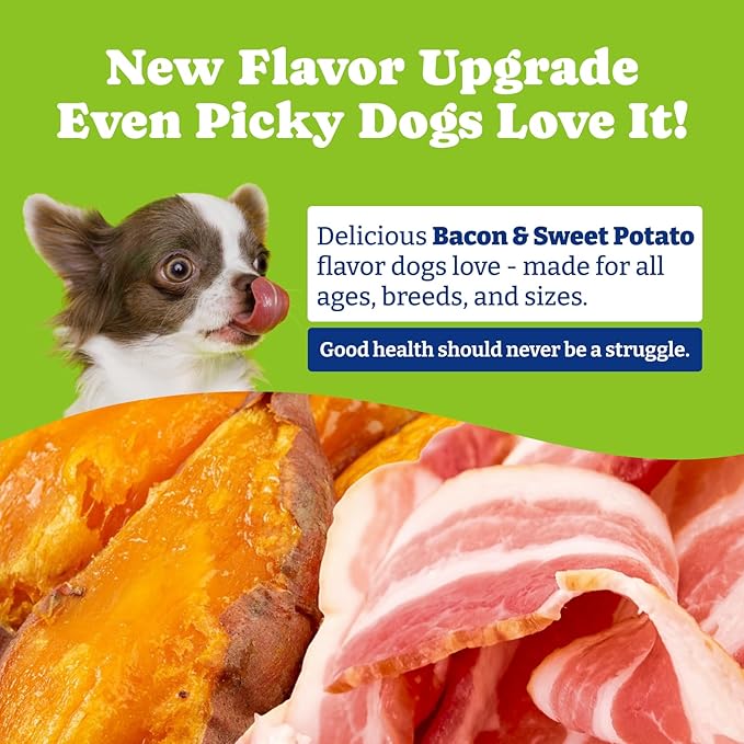 Flea & Tick Prevention for Dogs Chewables, YoYoBay Natural Dog Fleas and Ticks Control Supplement, Dogs Supplement, Natural Shield 5-in-1 Protection, Bacon & Sweet Potato Flavor, 180 Soft Chews