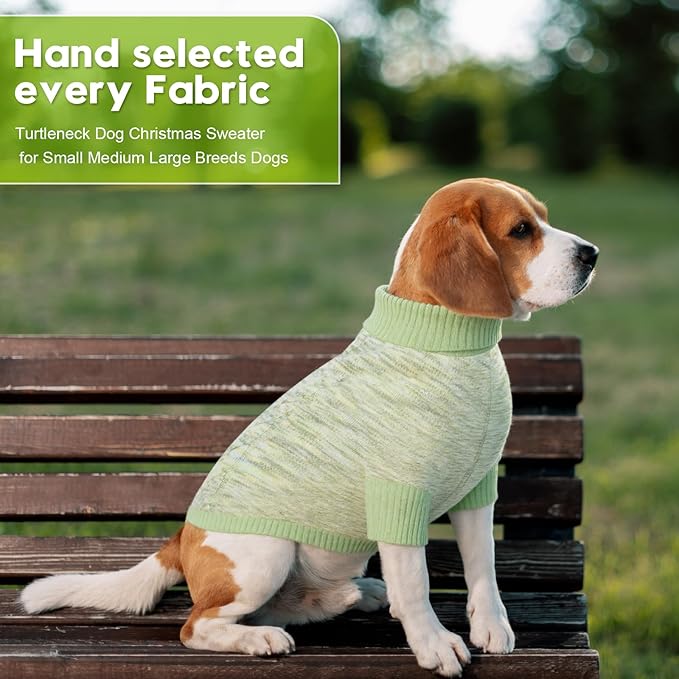 Pet Clothing,Turtleneck Dog Sweater,Sweaters for Dogs Boys and Girls,Pullover Dog Sweaters,Pet Knitted Clothes,Fit for Different Kinds Dogs,for Spring,Autumn and Winter(Green L)
