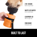 GORILLA GRIP Dog Water Bottle, Portable Water Bowl Dispenser for Dogs, 20 oz Leak Proof Pet Travel Squeeze Bottles, Food Grade Silicone, To Go Puppy Essentials, Hiking Camping Trip Accessories, Orange