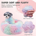Himax Medium Dog Bed Washable, Round Dogs Beds with Blanket Attached, Calming Dog Bed, Multi-Colored (20"/26"/35")…