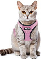 Cat Harness Escape Proof with Leash for Walking, Travel Vest Soft Chest Support, Adjustable Size, Escape Proof Soft Adjustable Vest Harnesses, Breathable, Kittens, Small Dogs (美/背縄/粉1/S)