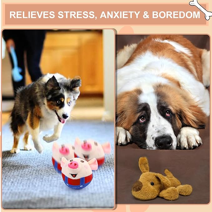 BABORUI Interactive Dog Toys Pig, Jumping Squeaky Dog Toys with Recording and Music Modes, Rechargeable Moving Dog Chew Toys for Small/Medium/Large Dogs to Keep Them Busy(Red Pig)