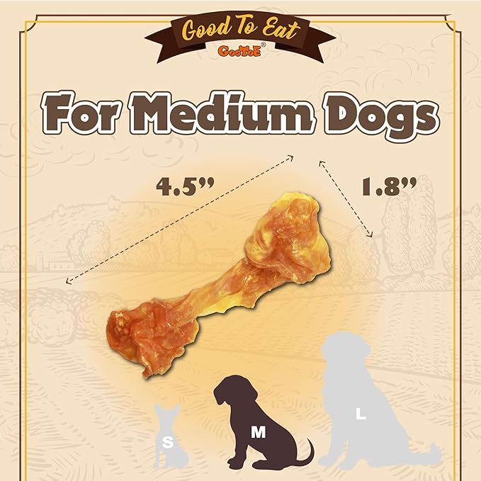 Gootoe Turkey Tendon Dog Treats, Bone (M) 1 lb, USA-Sourced Turkey Tendon, Natural Snack, Premium Puppy Chews, Hypoallergenic, Rawhide Free, Reseal Value Bag, Size for Medium Dogs