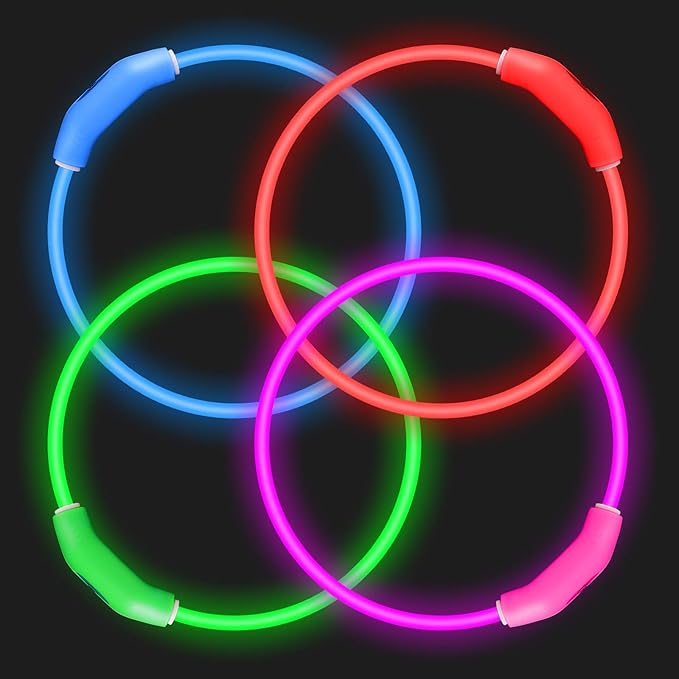 2-Pack LED Dog Collar, Light Up Dog Collars,Rechargeable Dog Lights for Night Walking，Universal, Reusable Safety Necklace for Small Medium Large Dogs RED&Pink