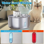 Automatic Wireless Pet Water Fountain - 7L/236oz Slow Water Bowl for Cats & Dogs, Motion Sensor Stainless Steel Dispenser with Quiet Pump, Cordless Filtered Water Bowl for Continuous Fresh Flow