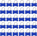 MECCANIXITY Bone Shaped Dog Tag Pet ID Tags, 38mmx25mm/1.5" x1 Metal Blue Blank Dog Tags Cat Tags with Ring for Dog Cat, Pendant Crafts, Pack of 30