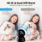 2K Security Camera Indoor, 2.4G & 5G WiFi Pet Camera for Home Security, Pet/Dog/Elder/Baby Camera with Phone App, Night Vision, Cloud/SD Card Storage, 2-Way Audio, Motion Detection, Black