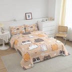 Erosebridal Cute Kitten Comforter Set Kawaii Cat Bedding Set King, Lovely Pet Bedding Sets & Collections Red Love Print Down Comforter, Animal Themed Bed Set Kids Room Decor 3pcs with 2 Pillowcases