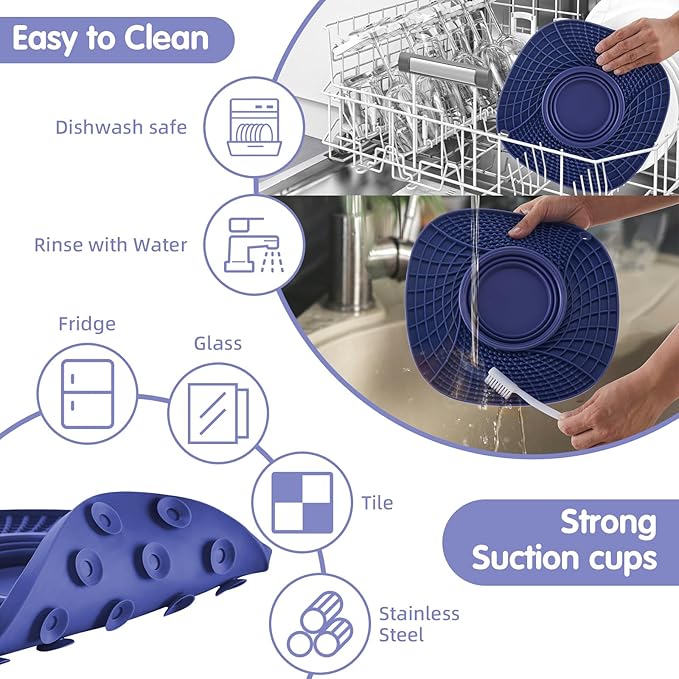 Lick Mat for Small Dogs and Cats with Suction Cups, Silicone Slow Feeder Lick Pad with Collapsible Bowl for Anxiety Relief, Pet Puzzle Treat Mat for Bathing Grooming Trimming (Purple)