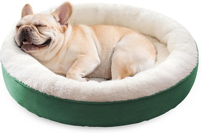 Love's cabin Round Donut Cat and Dog Cushion Bed, 30in Pet Bed for Medium or Large Dogs, Anti-Slip & Water-Resistant Bottom, Soft Durable Fabric Pet beds, Washable Calming Cat & Dog Bed Green