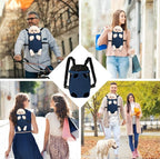 FEimaX Dog Carrier Backpack Pet Legs Out Front Cat Travel Bag, Adjustable Puppy Backpacks Carriers Hands-Free for Small Medium Dogs Cats Hiking Traveling Camping Daily Walking (Small, Navy)