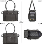 Minsong Fashion Pet Carrier Purse for Small Cat and Dog, Luxury Pu Soft-Sided Tote Bag with Large Pockets for Dogs and Puppies (Black, 13.6" L x 6" W x 10.0" H)