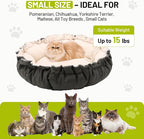 20.8Inch Cat Bed for Indoor Cats, 2-Sided Reversible Pet Bed, Adjustable Drawstring Kitten Bed, Small Dog Beds and Furniture for Puppy, Kitty, with Black Water-Resistant Anti-Slip Bottom