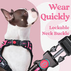 rabbitgoo Dog Harness Small Sized, No Pull Pet Harness with 3 Buckles, Adjustable Soft Padded Vest with Control Handle, Walking Reflective Pet Vest for Small Dogs, Rose Pink, S