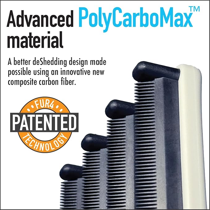 FUR4 deShedding Dog Brush for Long Hair Dogs - Dog Grooming Tools with 4 Composite Carbon Fiber Edges to Remove Loose Fur & Reduce Shedding - Gentle & Effective Grooming Brush for Long Hair Dogs