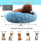 Small Dog Donut Bed for Small Dogs Machine Washable,Calming Donut Blue Dog Bed for Small Puppy with Anxiety，with Fluffy Soft and Comfy Faux Fur Cuddler Pet Bed for Small Pets