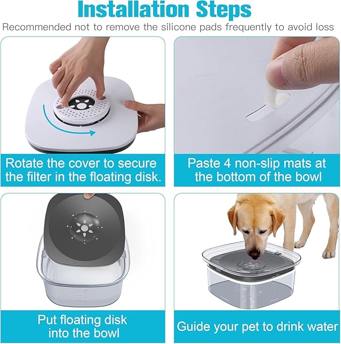 UPSKY 4L Dog Water Bowl 135oz No Spill Dog Bowl Extra Large Capacity Slow Drinking Water Feeder, Splash Proof Pet Water Dispenser Vehicle Carried Travel Water Floating Bowl for Dogs, Cats