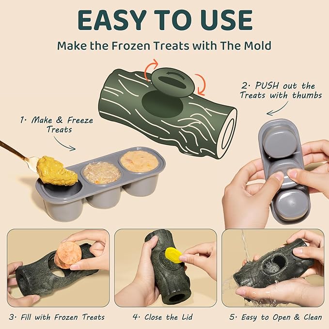 Interactive Dog Toys for Aggressive Chewers, Long-Lasting Frozen Dogs Treat Holder to Keep Them Busy, Indestructible Dog Enrichment Toys - Reduce Anxiety, Safe for Large/Medium Breed