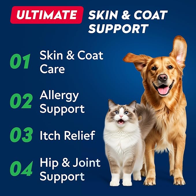 StrellaLab Wild Alaskan Salmon Oil for Dogs - Natural Omega 3 for Dogs & Cats, Itch & Allergy Relief, Skin & Coat Support - Fish Oil Liquid, EPA+DHA Fatty Acids for Hip&Joint, Immune&Heart Health 8 Oz