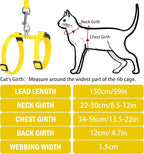 PUPTECK Adjustable Cat Harness and Leash Set Escape Proof Kitten Strap Collar for Walking Travel, Yellow, M