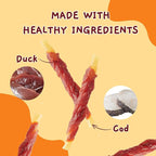 Jungle Calling Duck Wrapped Cod Sticks Dog Treats, Rawhide Free Training Rewards Snacks for Dogs, Natural Chewy Sticks Treats, 10.6oz