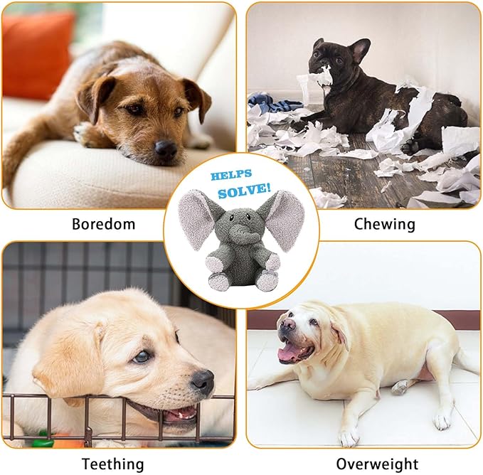 3-Layered Stuffed Dog Toys for Medium Large Dogs, Large Plush Squeaky Dog Toys to Keep Them Busy for Small Medium Large Breed, Cute Animals Puppy Teething Chew Toys - Elephant L
