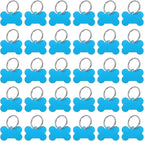 MECCANIXITY Bone Shaped Dog Tag Pet ID Tags, 38mmx25mm/1.5" x1 Metal Lake Blue Blank Dog Tags Cat Tags with Ring for Dog Cat, Pendant Crafts, Pack of 30