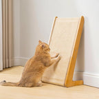 Avont Sisal Cat Scratcher, 25.6 Inch Vertical L Shape Scratching Board with 110° Angled Ramp, Natural Solid Wood with No Mess Scratch Pad for Indoor Cats -Large